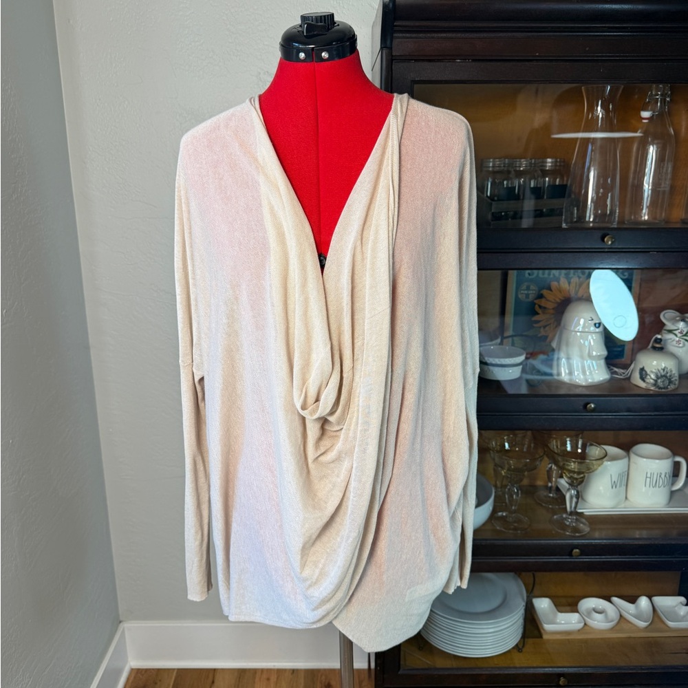 The Fisher Project Organic Cotton Silk Blend Drape Front Light Sweater Size XL